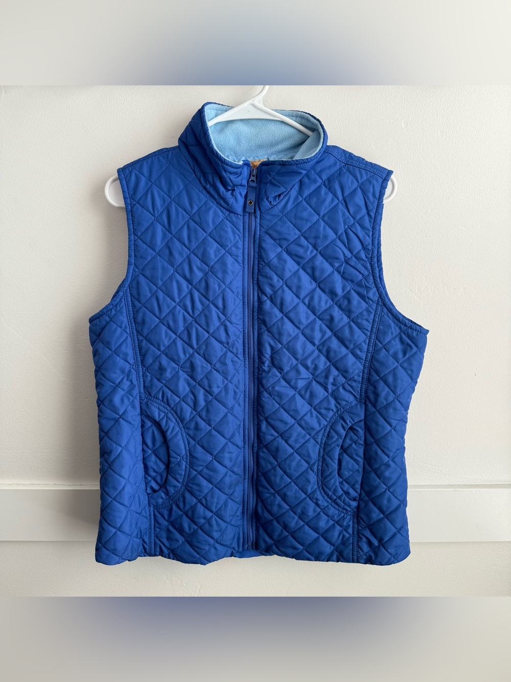 NORTHCREST Blue Quilted Pattern Full Zip Vest